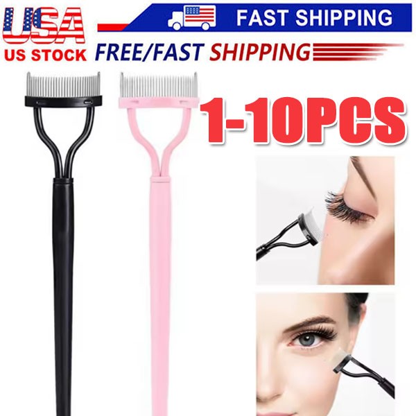 Black Eyelash Comb with Stainless Steel Pins Mascara Applicator Curler Tool