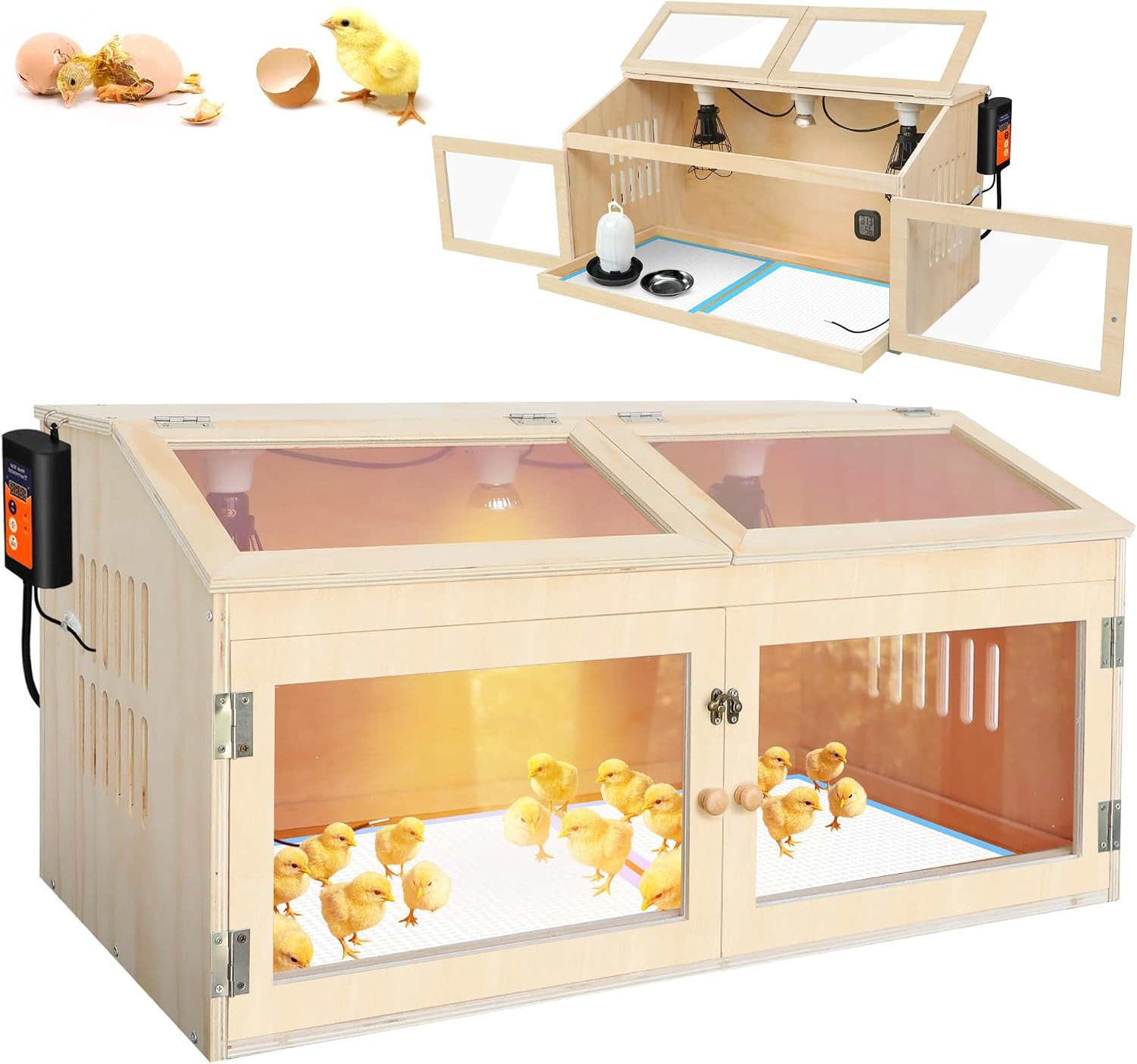 Intelligent Chicken Brooder Box for Chick with Digital Thermostat, 32" Wide Larg