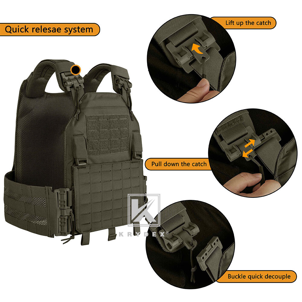 KRYDEX Tactical Plate Carrier Quick Release MOLLE Panel with Clip Ranger Green
