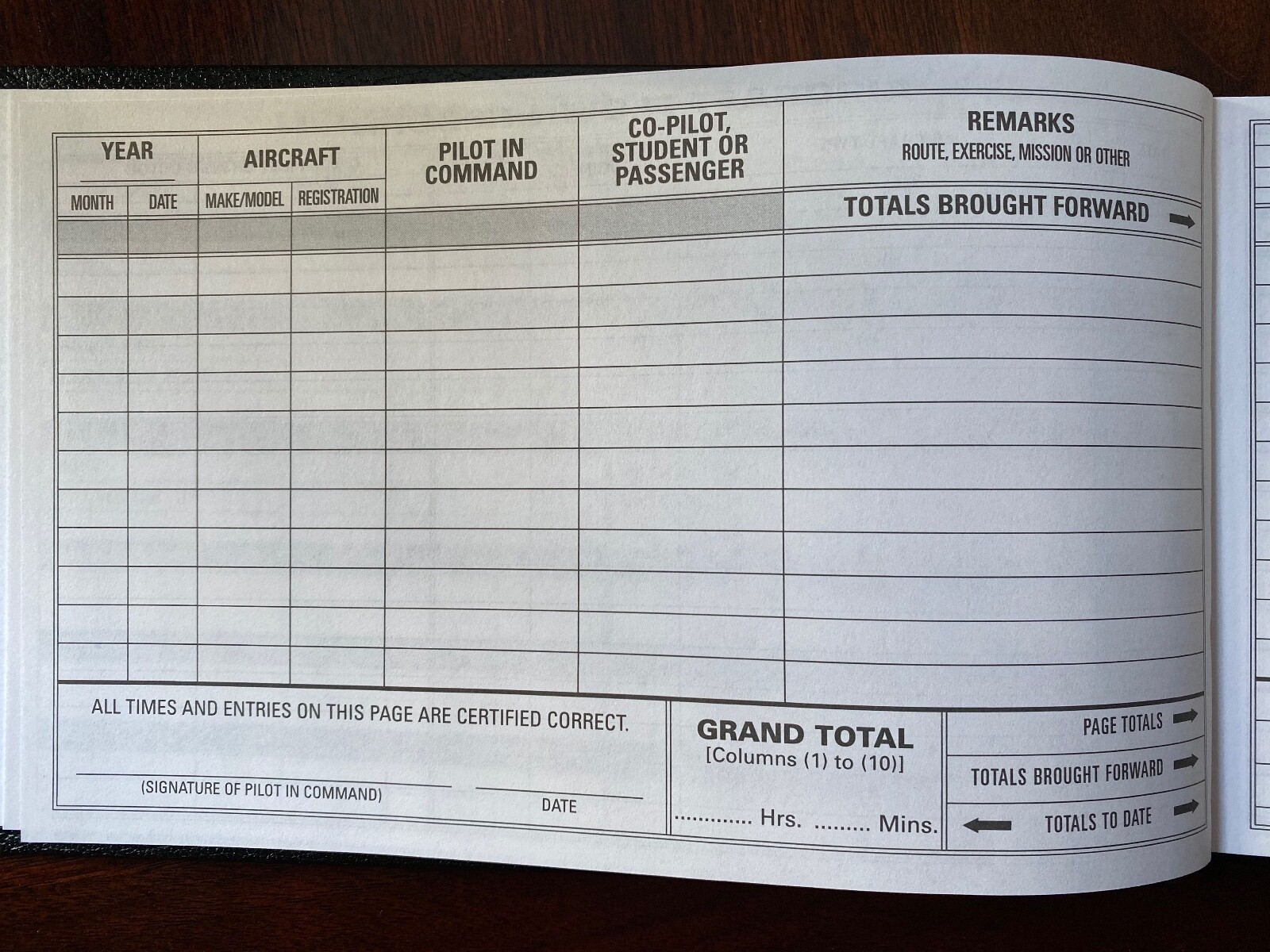 Aviation Pilot Log Book - Hardcover - New!