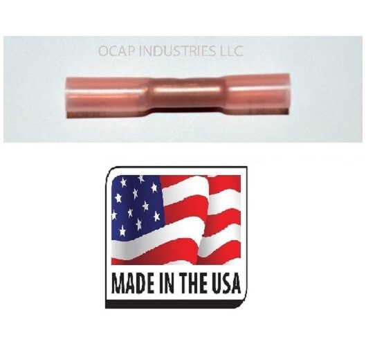 (1000) RED 3M HEAT SHRINK BUTT WIRE CONNECTOR 18-22 AWG AUTO MARINE MADE IN USA