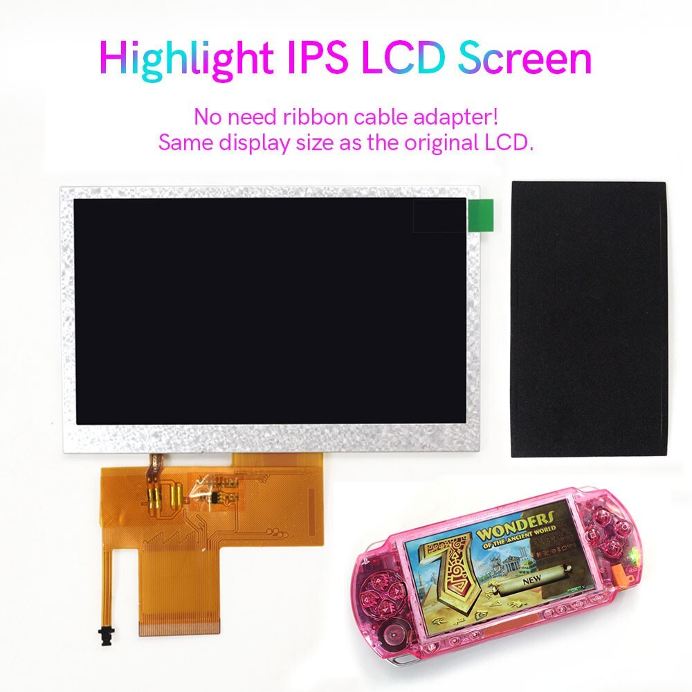 Highlight Backlight IPS LCD Screen Kit With No need ribbon cable For PSP 1000