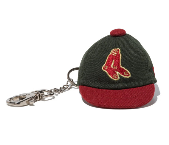 NEW ERA Boston Red Sox Cap Keychain Happy Holidays Dark Seaweed Red MLB