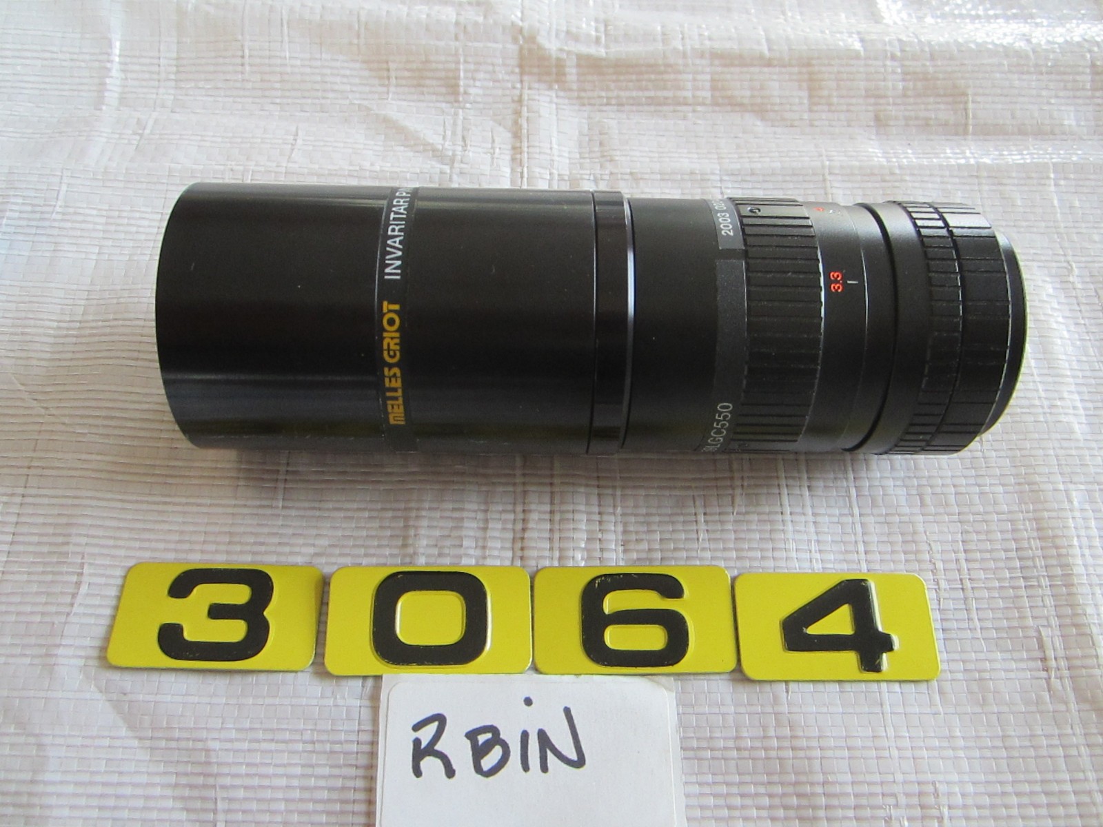 MELLES GRIOT 59LGC550 INVARITAR VISION LENS W/59 LGF412 TELECENTRIC GAGING LENS