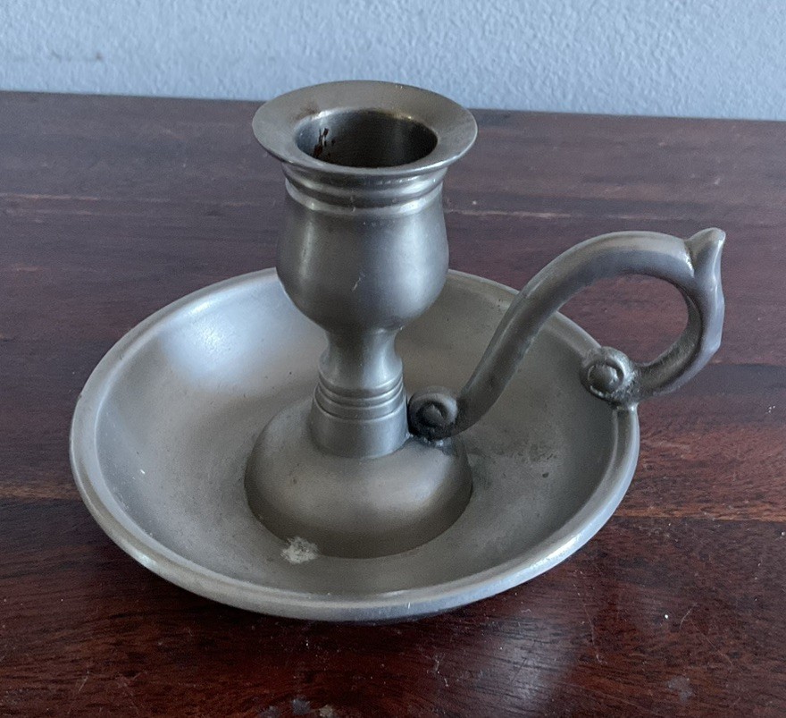 Lovely Pewter Candle Holder With Handle- Made In India