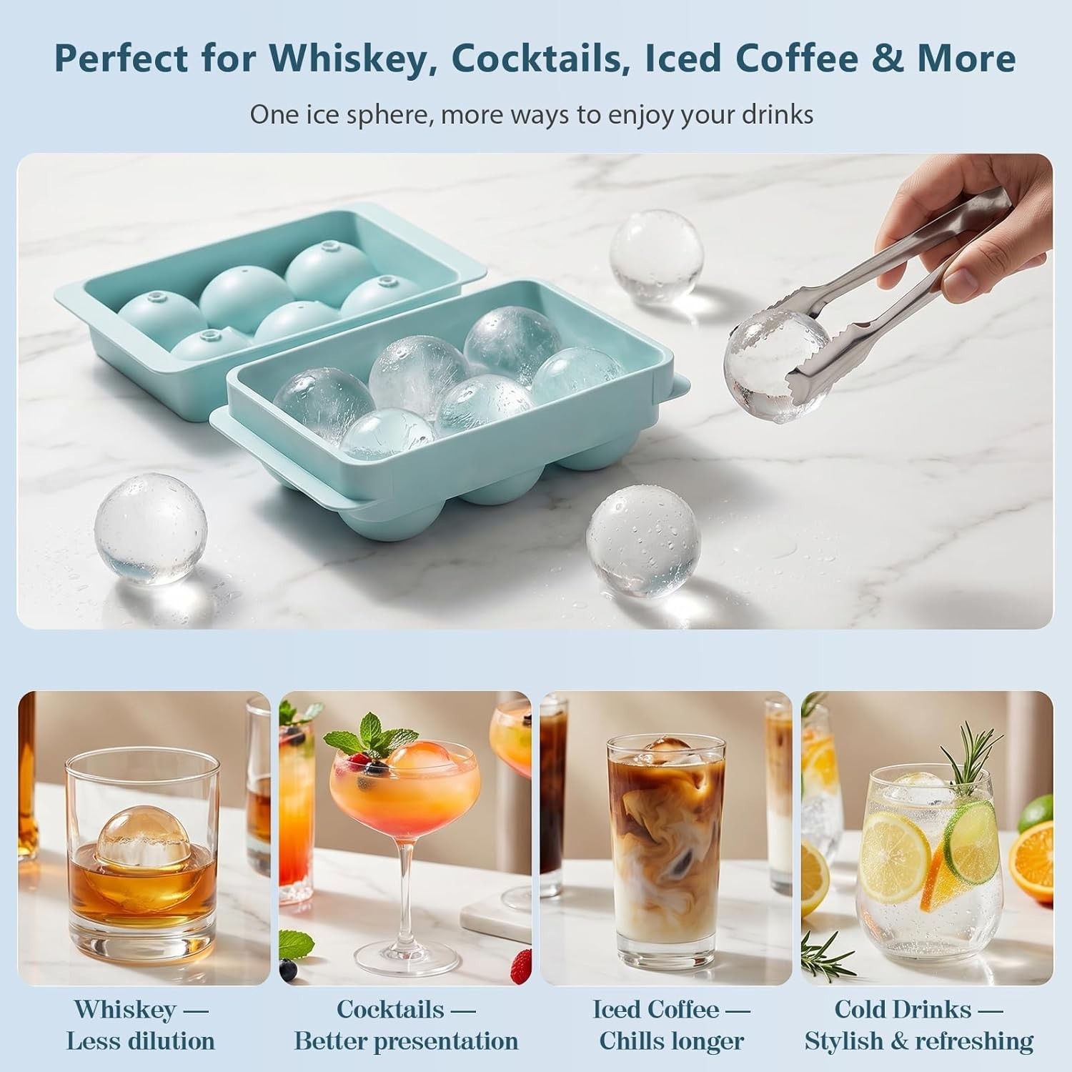 1.9" Round Ice Cube Mold Set - Effortless Easy Fill & Twist Release