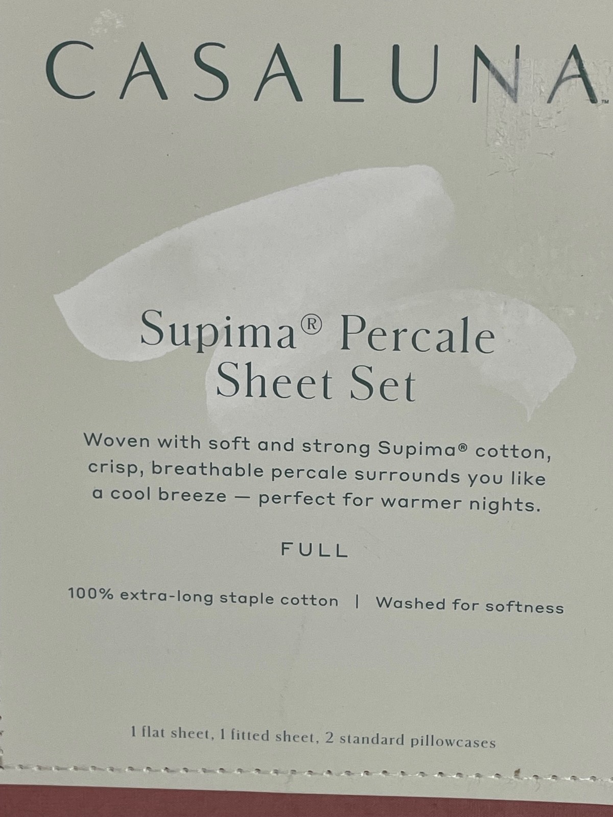 Casaluna Supima Percale Sheet Set Full Modern Rose 250 TC