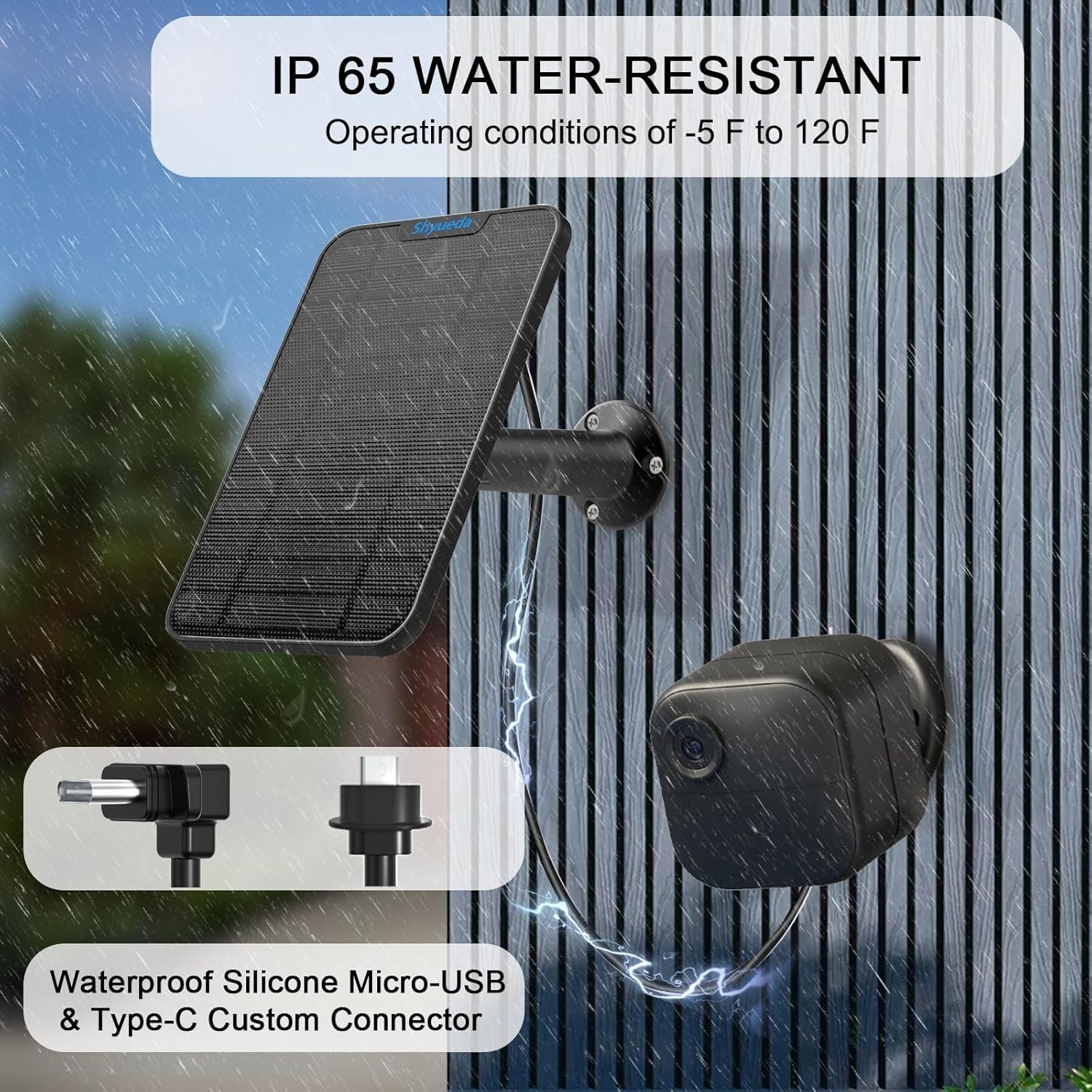 4W High Efficiency Solar Panel for Blink Cameras with Waterproof Cable & Mounts