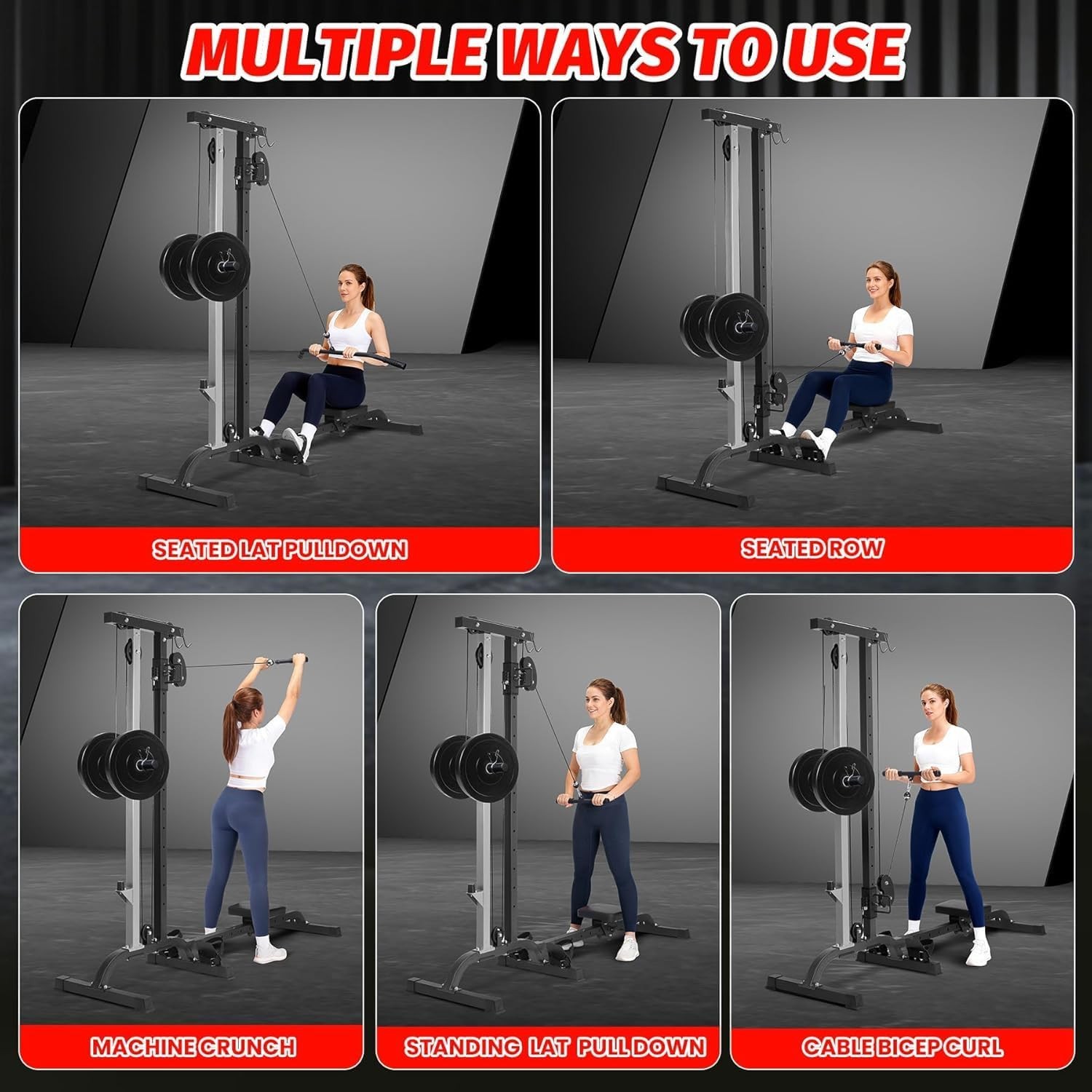 2in1 Rowing & Cable Machine LAT Pull Down Rowing Machine Training for Home Gym
