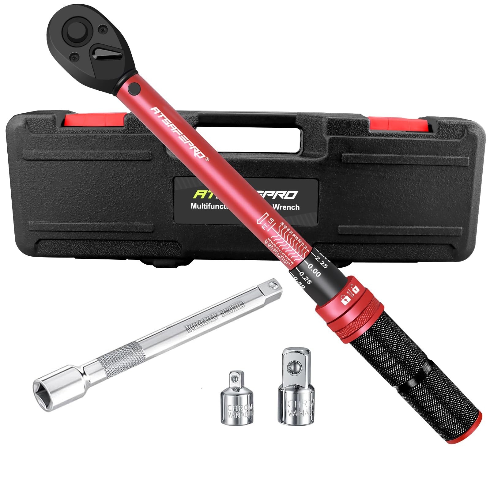 ATsafepro 3/8-Inch Drive Click Torque Wrench,Dual-Direction Adjustable,72-Too...