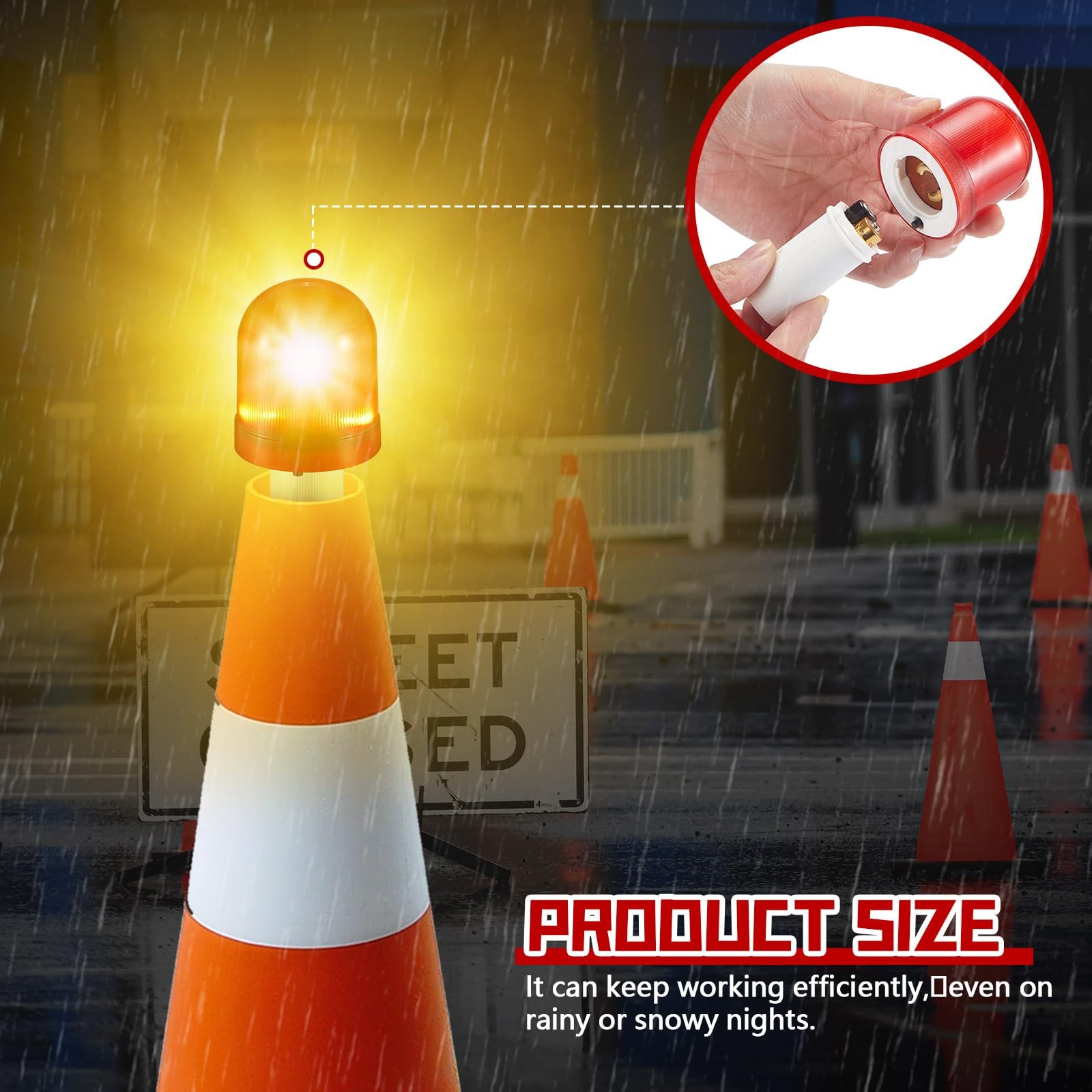 VIHOSE 12 Pcs LED Traffic Cone Lights Flasher with red and white