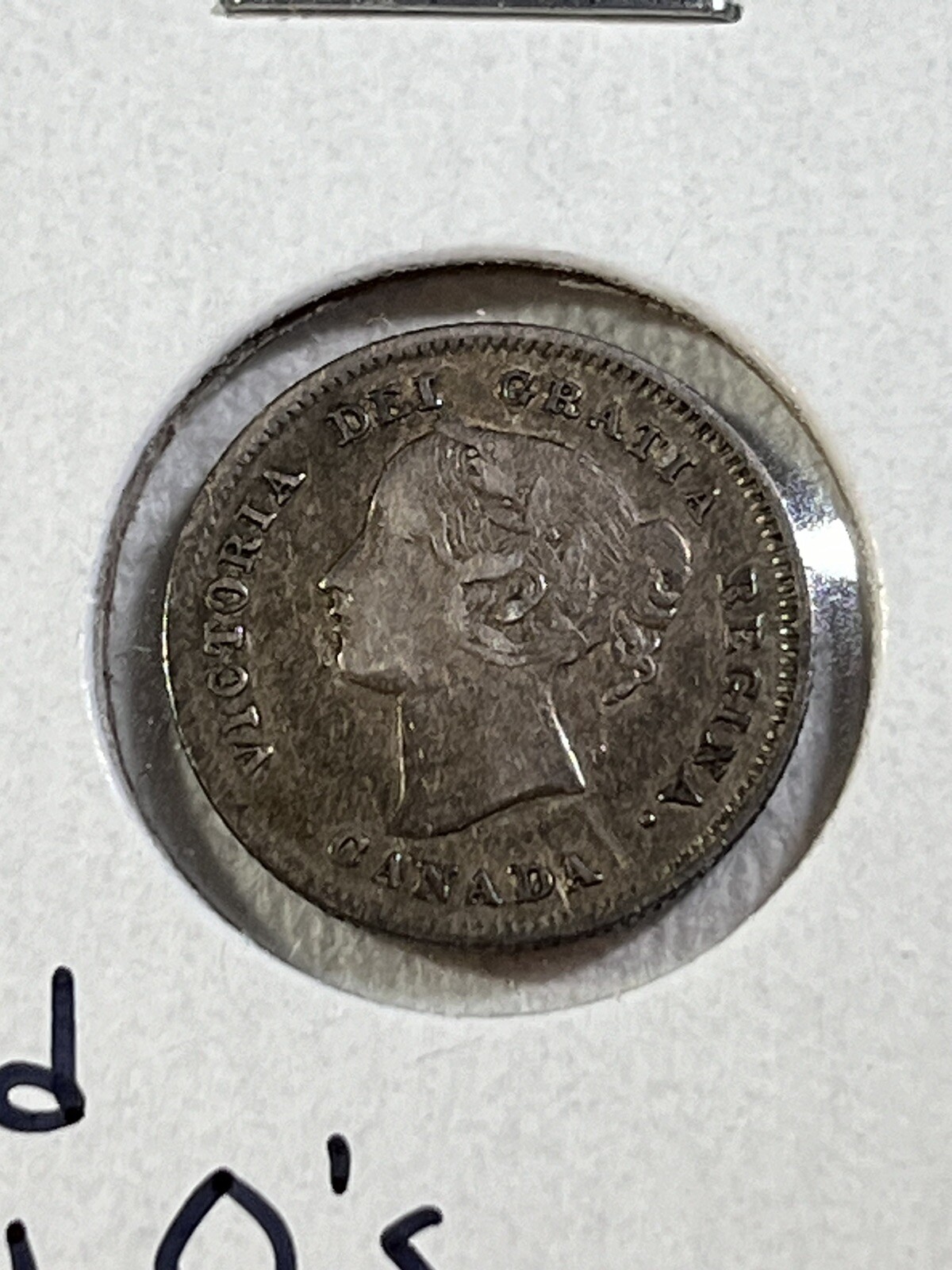 1900 Canada 5 Cents Small Silver Coin Narrow 0's Cleaned