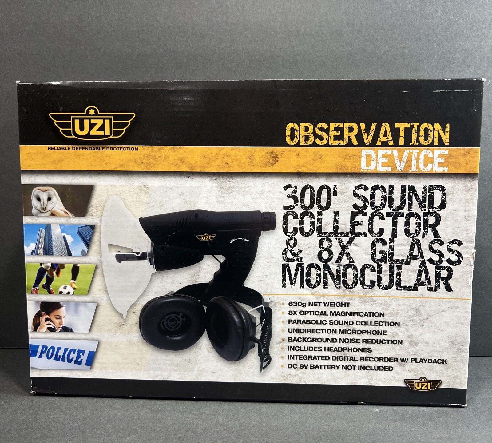 UZI Observation Device 300 Feet Sound Collector W Monocular NIB!!!