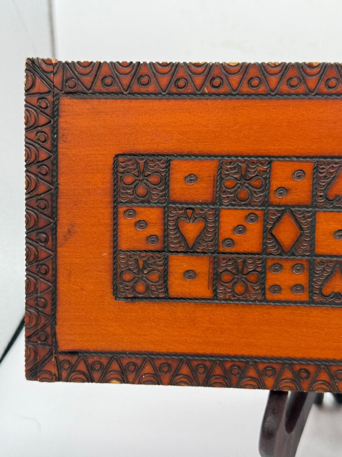 Souvenir, rectangular, wood box with hand crafted design