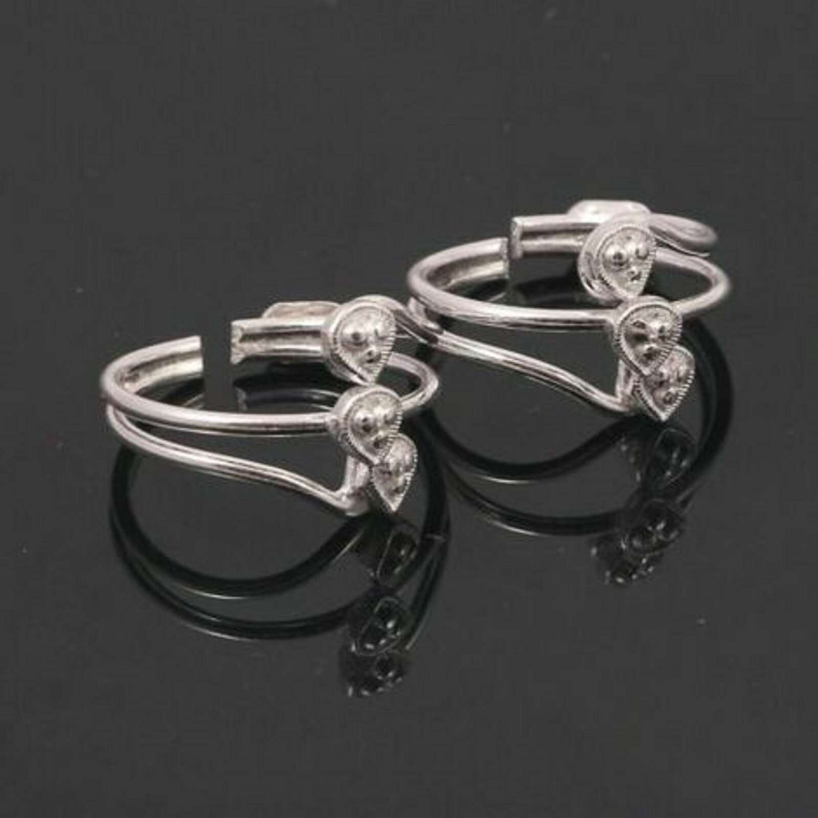 Handmade Sterling Silver Toe Ring Pair Indian Bichiya Size Adjustable TSP 53