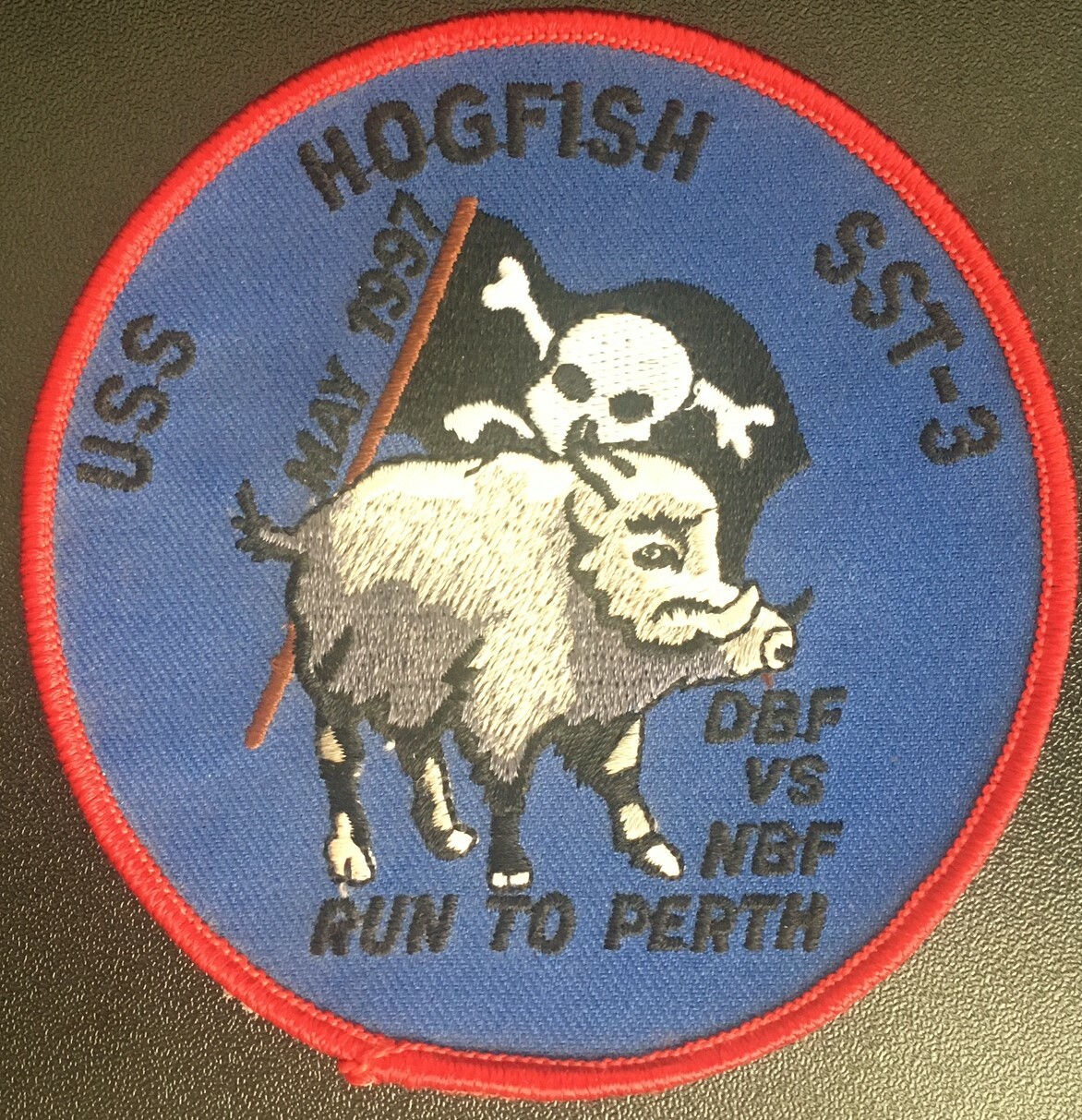 USS Hogfish SST-3 May 1997 DBF vs NBF Run to Perth c7497 4 inch emb on twill
