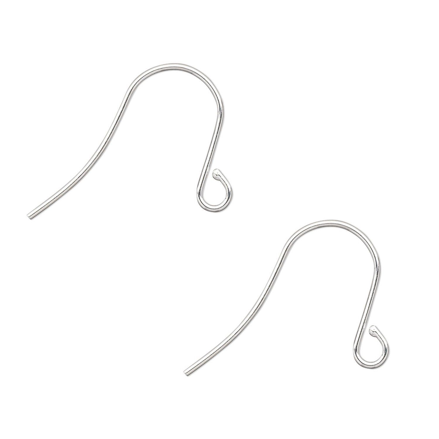 Ear Wire, 10 Silver Plated Brass 15mm Fishhook with Open Ball Loop Earrings