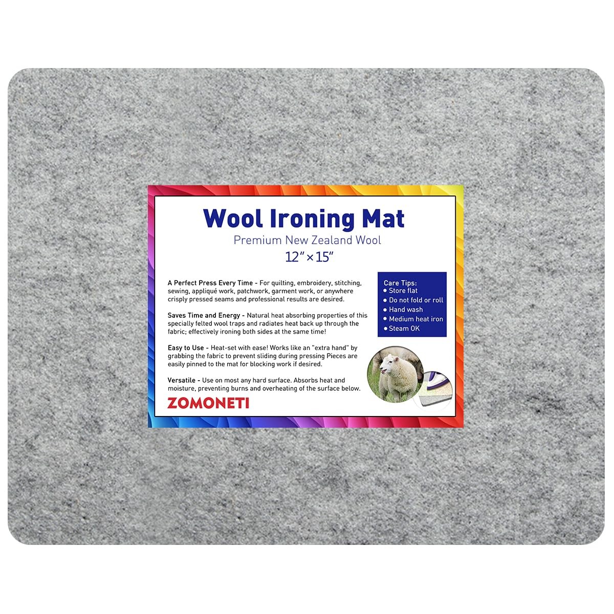ZOMONETI 15" x 12" Wool Pressing Mat 100% New Zealand Felted x