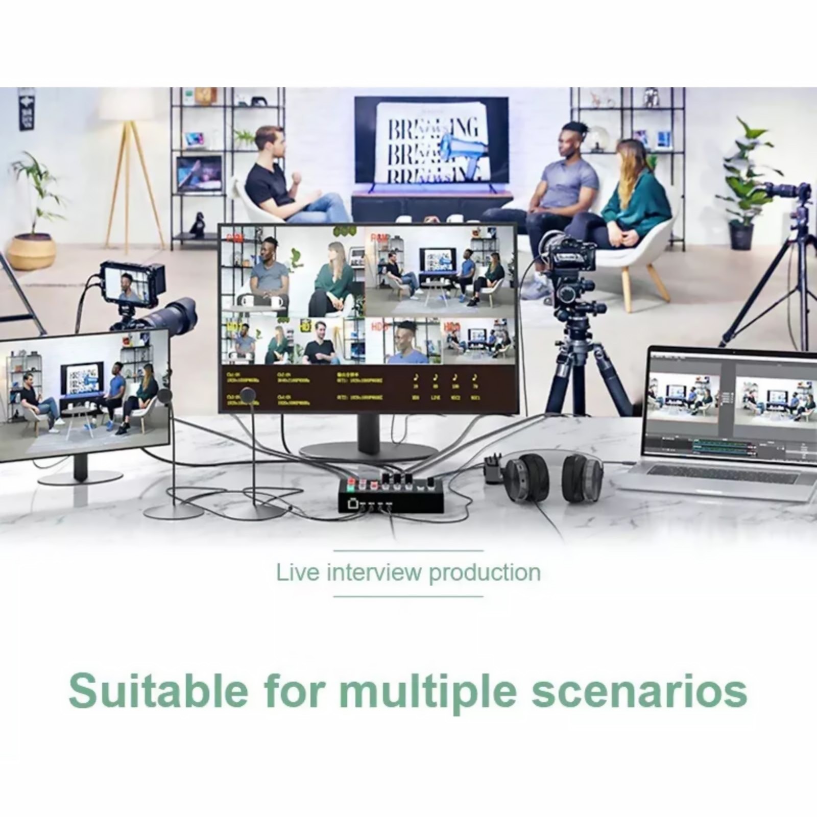 4K Video Switcher HDMI Camera Broadcast Station Controller For laptops/Cameras