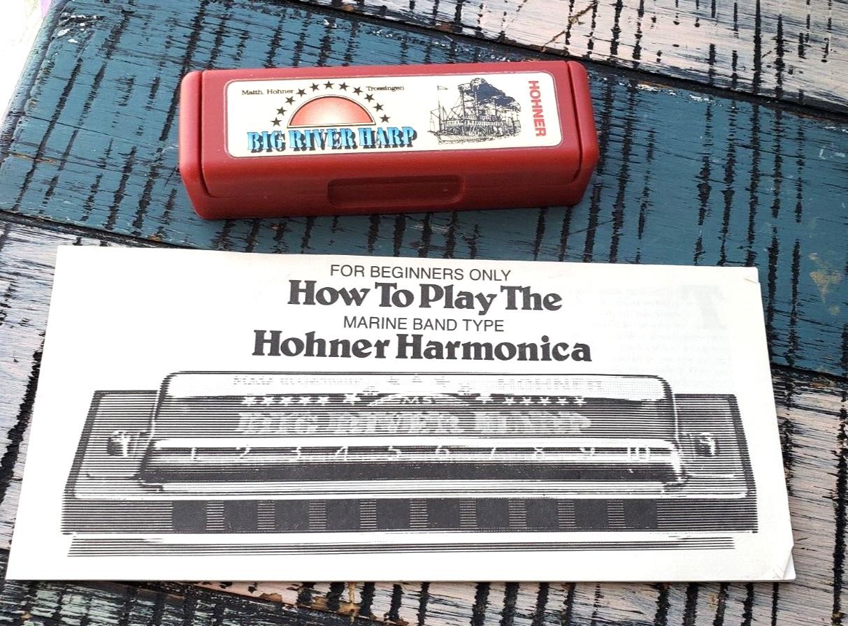 Vintage HOHNER Harmonica Big River Harp Made in Germany Used with Instructions