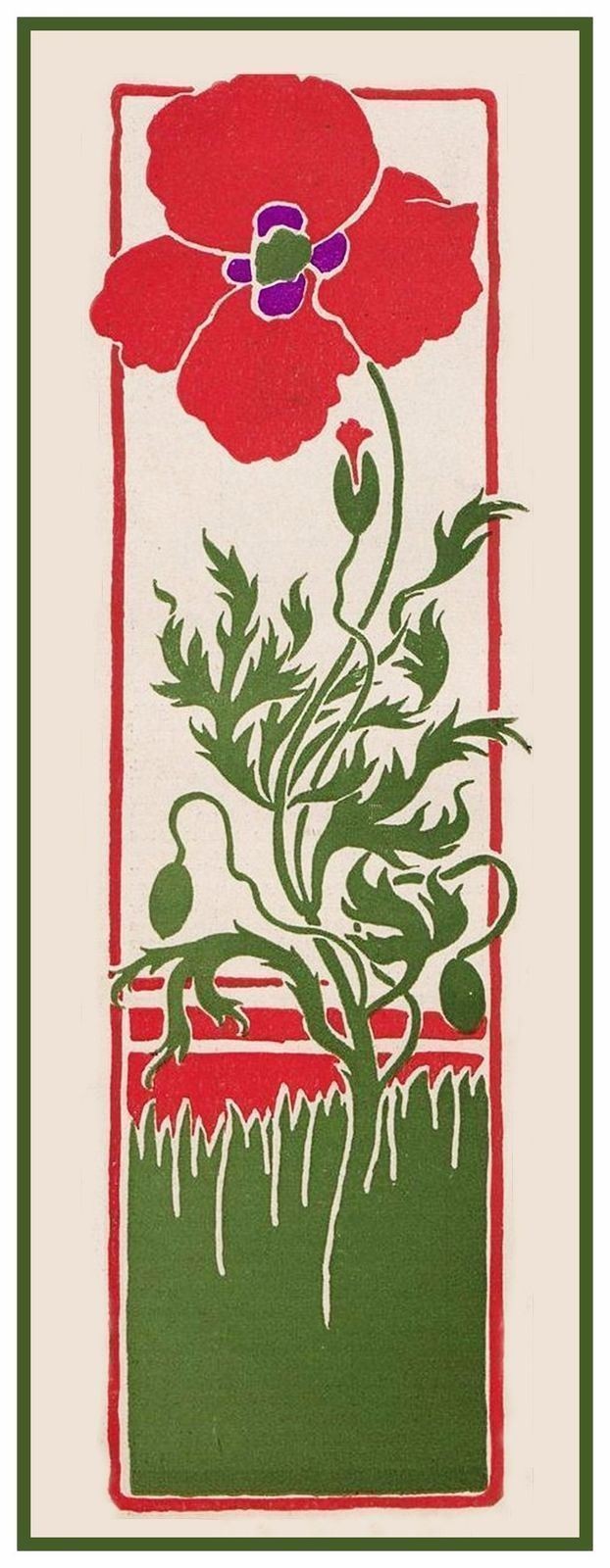 Art Nouveau Poppy Flower by Hans Christiansen Counted Cross Stitch Pattern