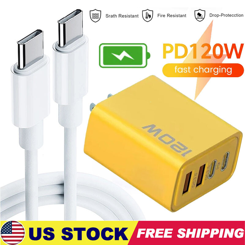 For Samsung S25 S24 S23 S22 Ultra 120W PD USB C Fast Wall Charger Power Adapter