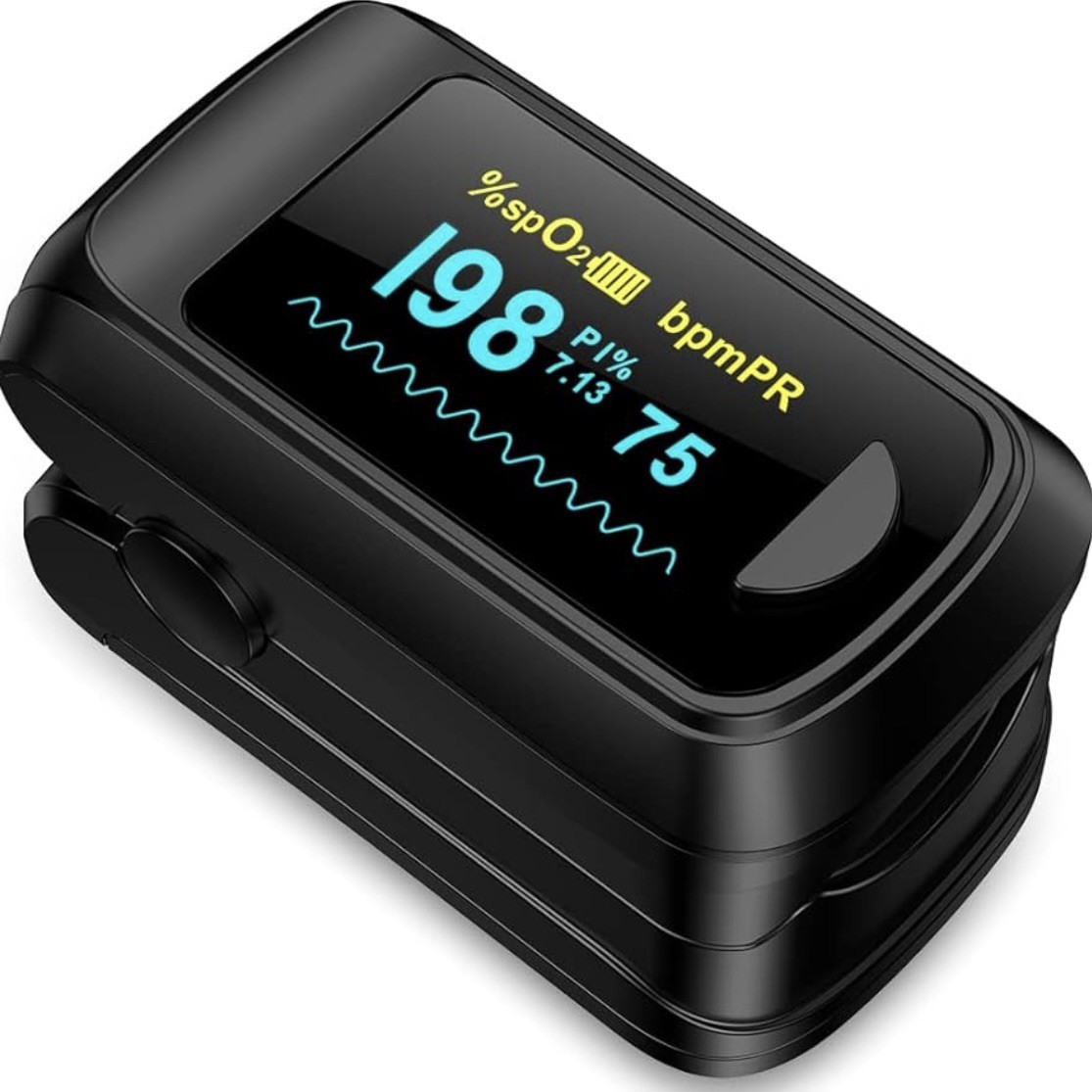 Fingertip Pulse Oximeter Blood Oxygen Monitor Pulse Ox, Heart Rate, Black