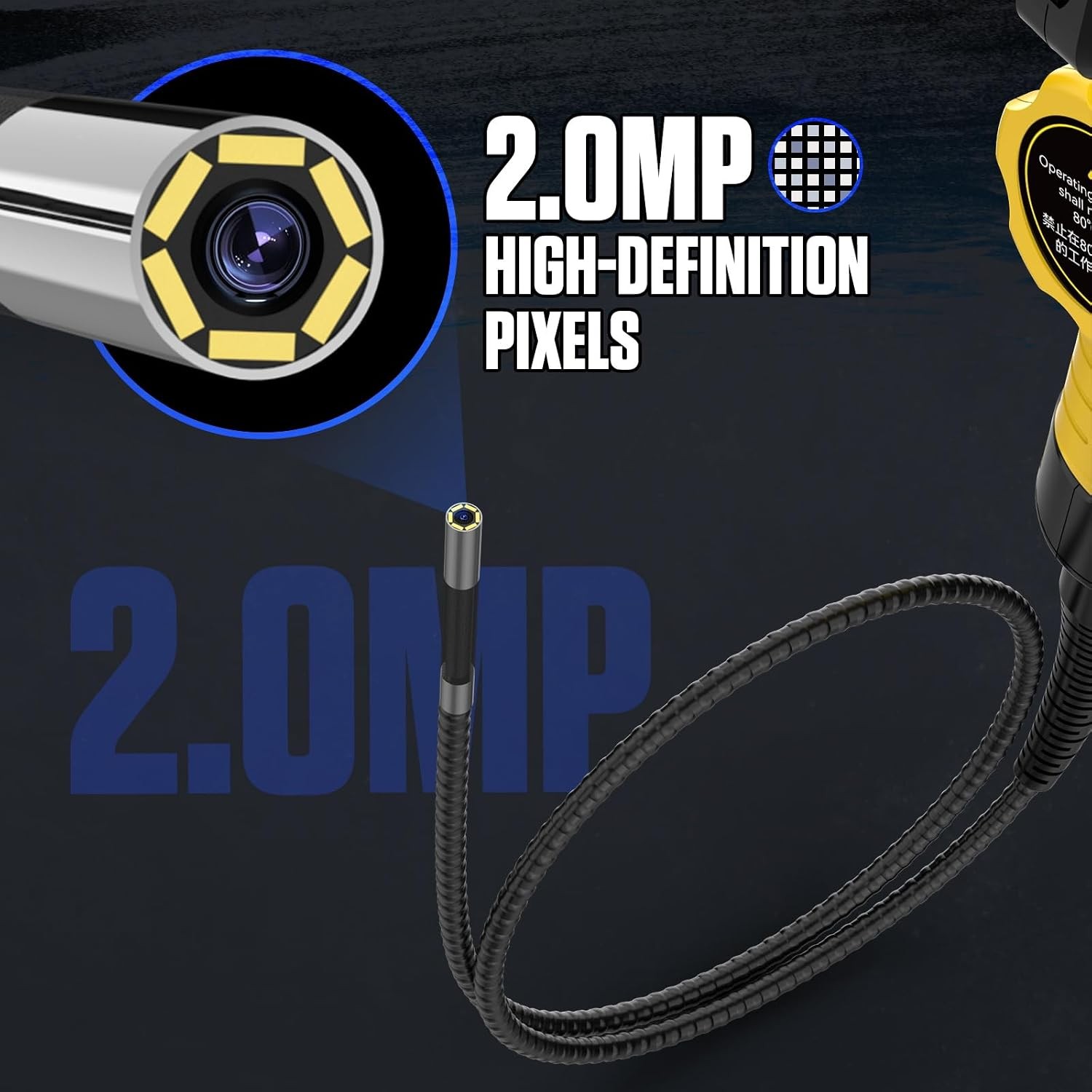 3FT Two-Way 210° Endoscope Camera with Light, 1080P Articulating Borescope