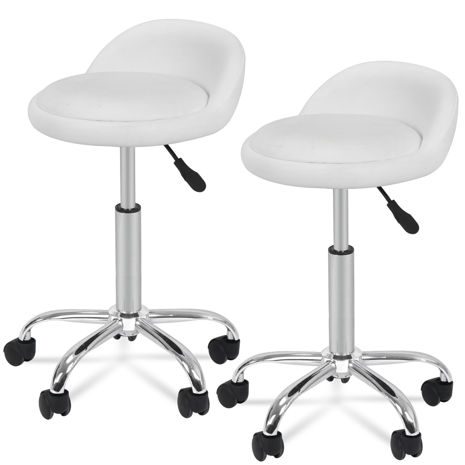 2X Adjustable Height Hydraulic Rolling Swivel Stool Spa Salon Chair w/Back Rest