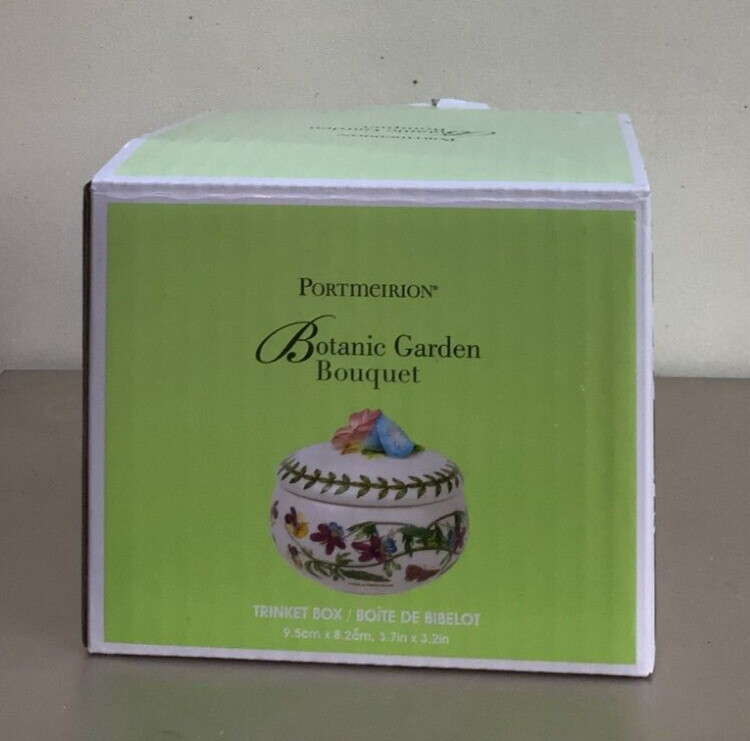 New! PORTMEIRION Botanic Garden BOUQUET TRINKET BOX 2 Flowers