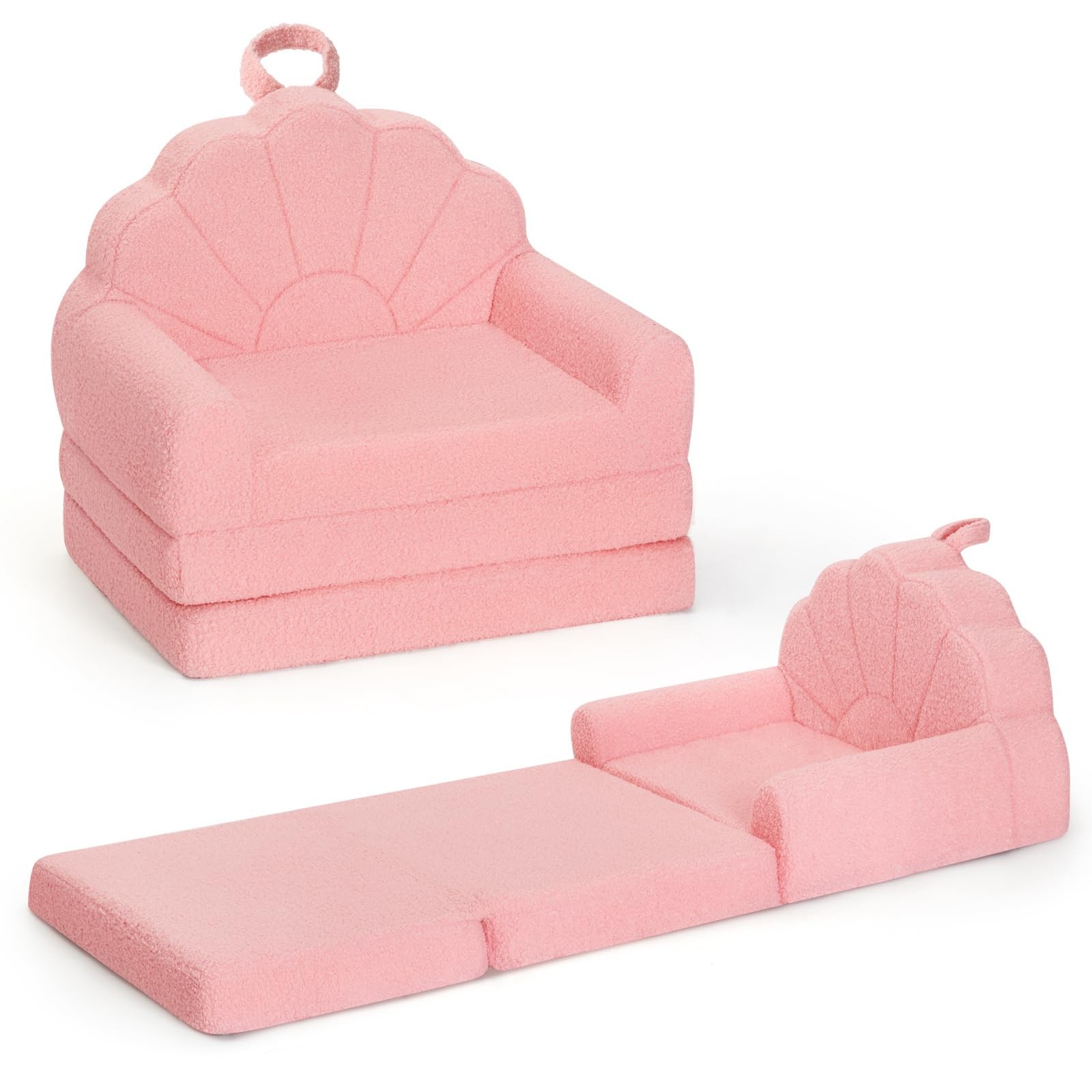 Toddler Chair and Couch for Kids, 2-in-1 Soft Couches that Fold Out for 1-3 Y...