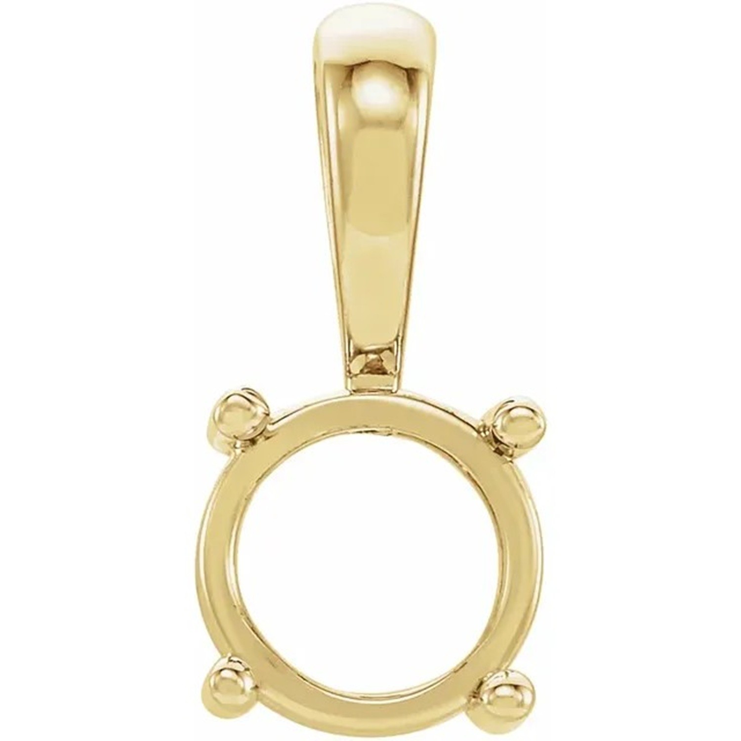 Round Cut Cabochon Pendant Mounting 14K Yellow Gold 4 Prong Single Bail Basket
