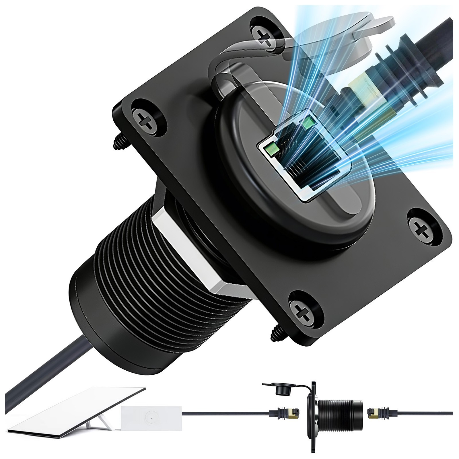 Starlink Gen3 Waterproof Wall Socket, IP68 RJ45 CAT6 Pass-Through Coupler