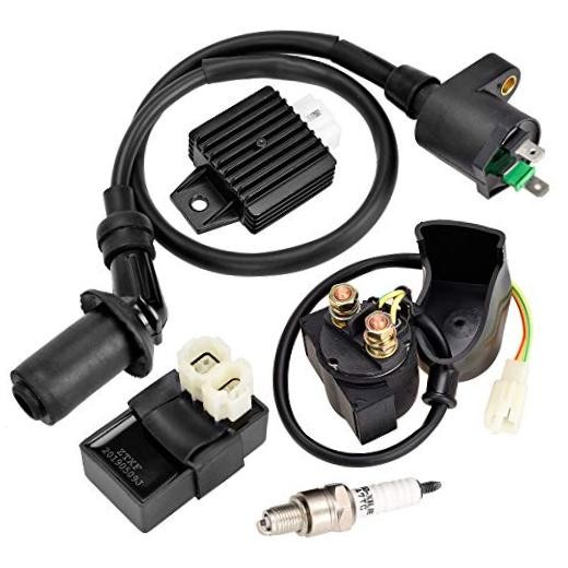 Gy6 Ignition Coil AC CDI Box Solenoid Relay Voltage Regulator Spark Plug for