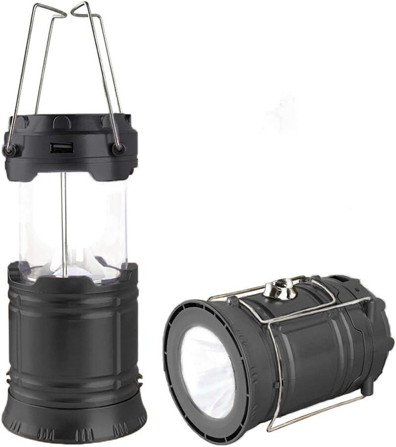 2 En 1 Linterna Recargable Solar Lampara USB Recargables Para Acampar