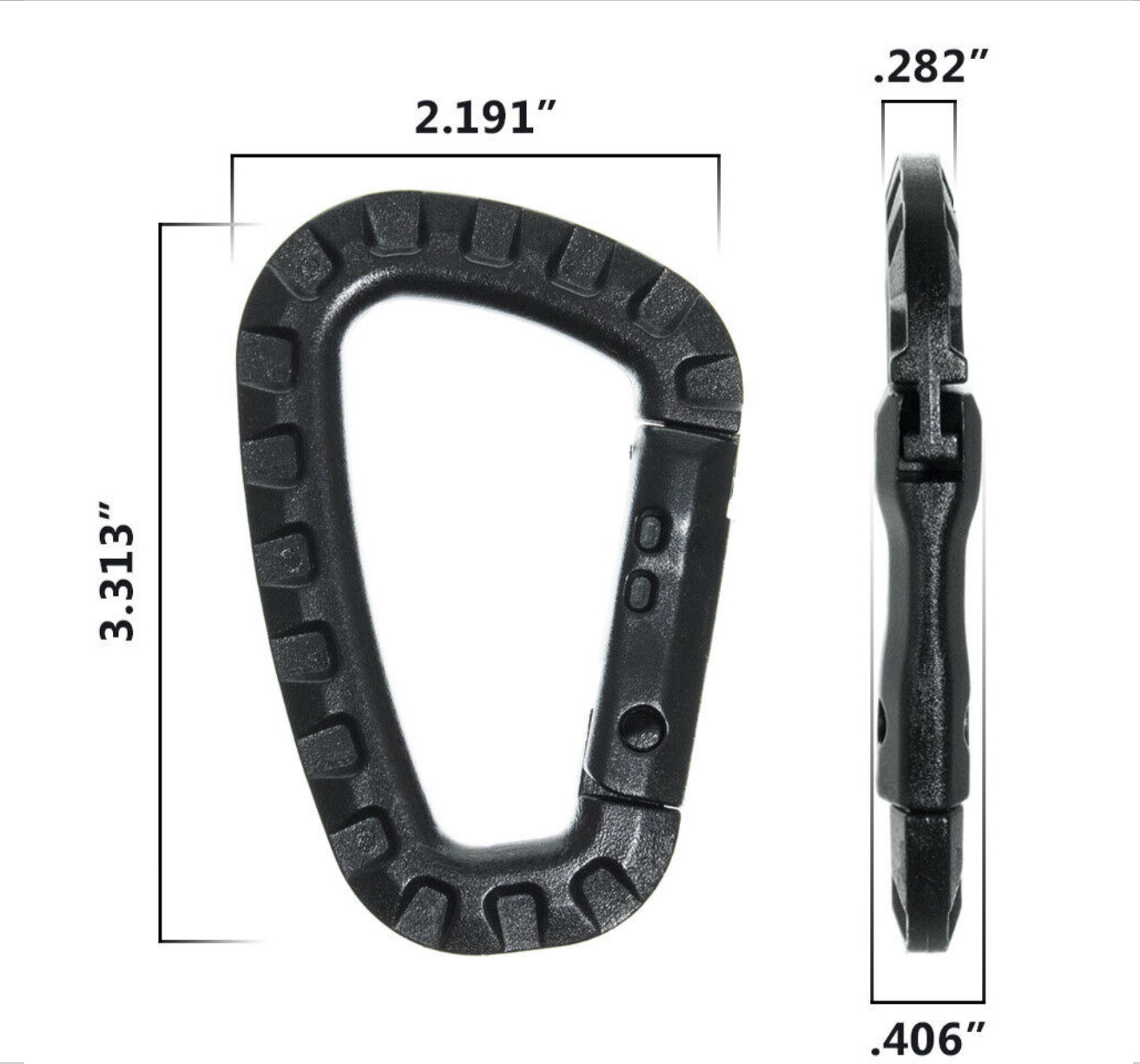 2 Tactical D-ring Carabiners Strong Molded Polymer Carabiner