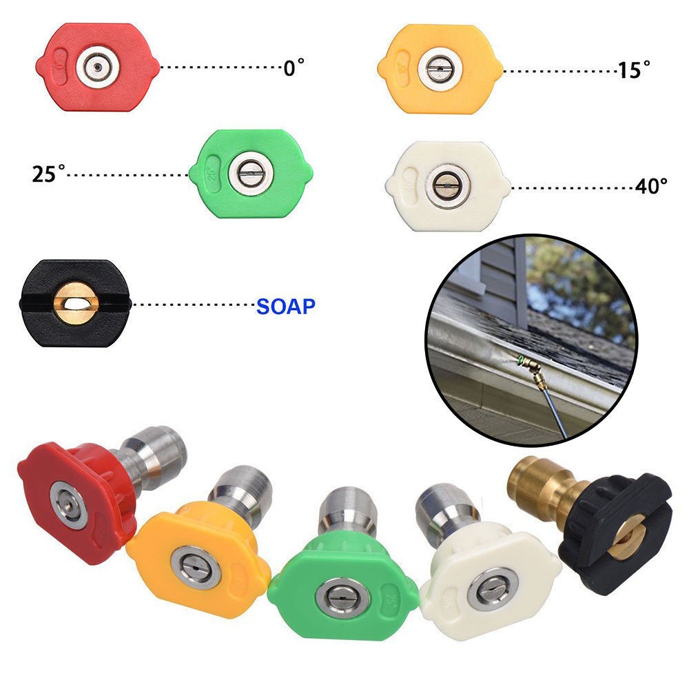 5pcs Pressure Washer Spray Tips Nozzles High Power Kit Quick Connect 1/4" Set