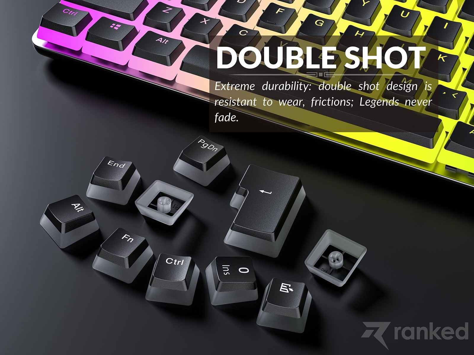 Ranked Pudding v2 PBT Keycaps | 145 Double Shot Translucent ANSI US & ISO Lay...