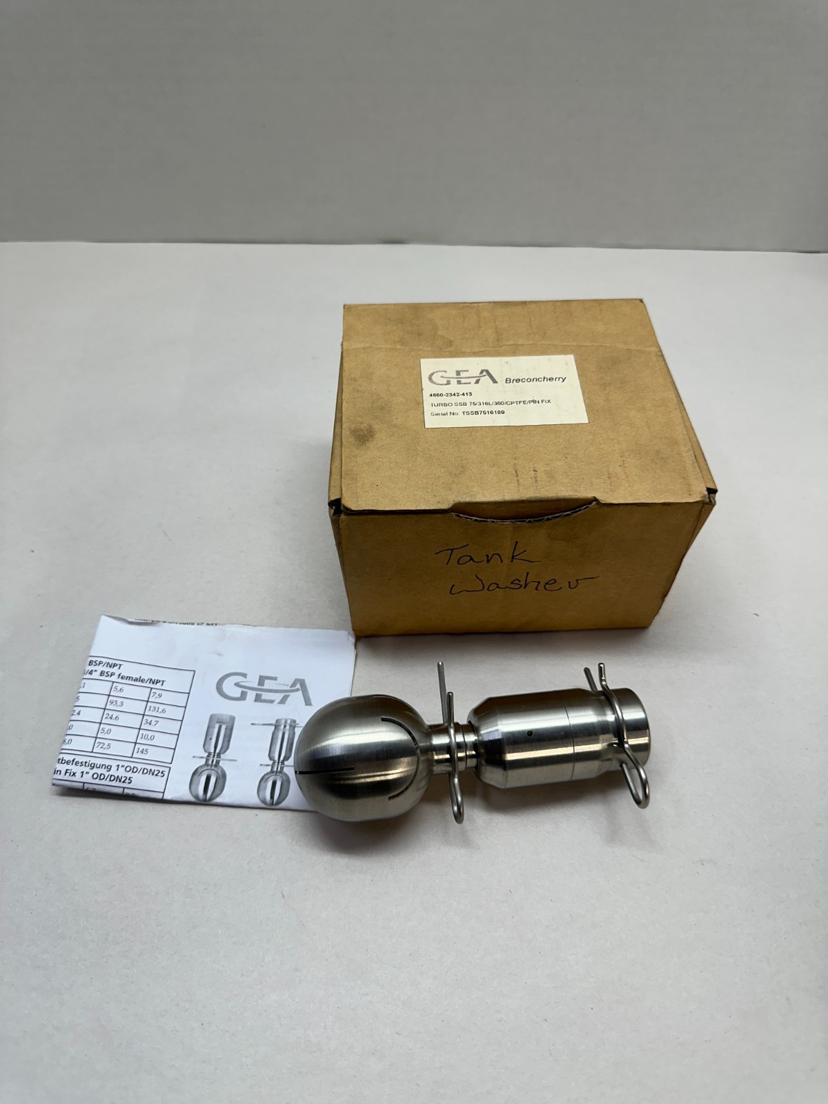 GEA SSB Slow Rotating Cleaner 75/316L/360/CPTFE/PIN