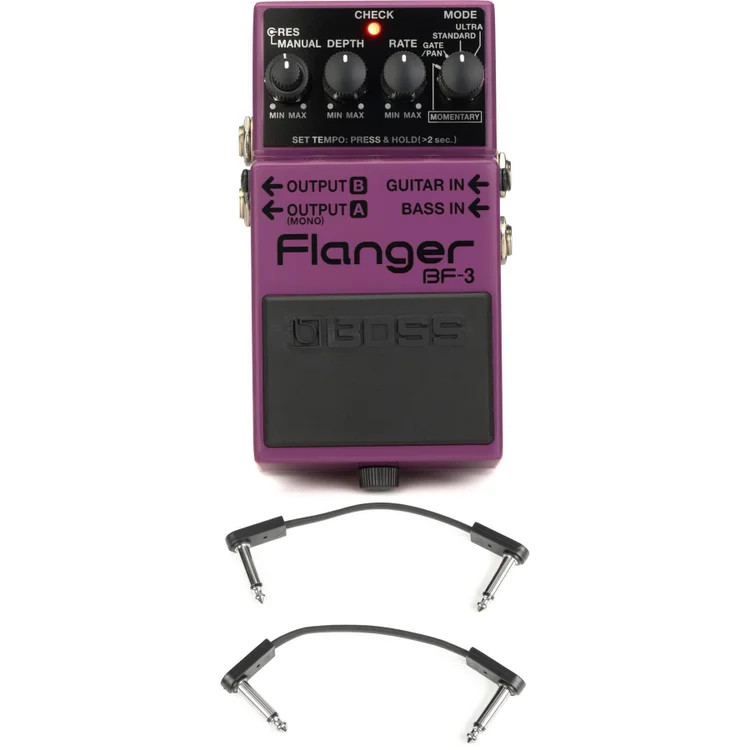 Boss BF-3 Flanger Pedal with EBS Patch Cables