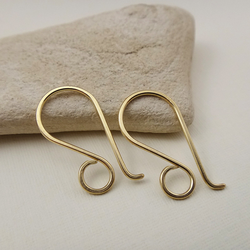 Large Loop Earring Wires- Gold Filled French Ear Hooks - Handmade Minimalist