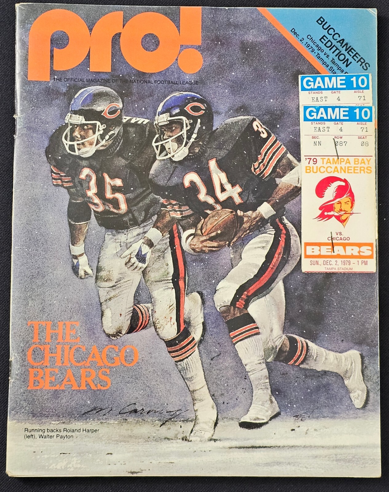DEC 2, 1979 - CHICAGO BEARS vs TAMPA BAY BUCCANEERS - MAGAZINE + 2 TICKET STUBS