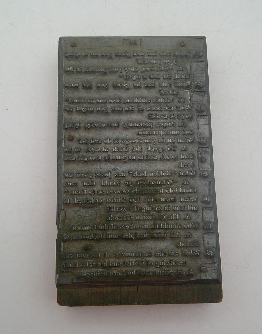 Antique Block Stamp - Sunday School Golden Rule Commandments 19/20th Century