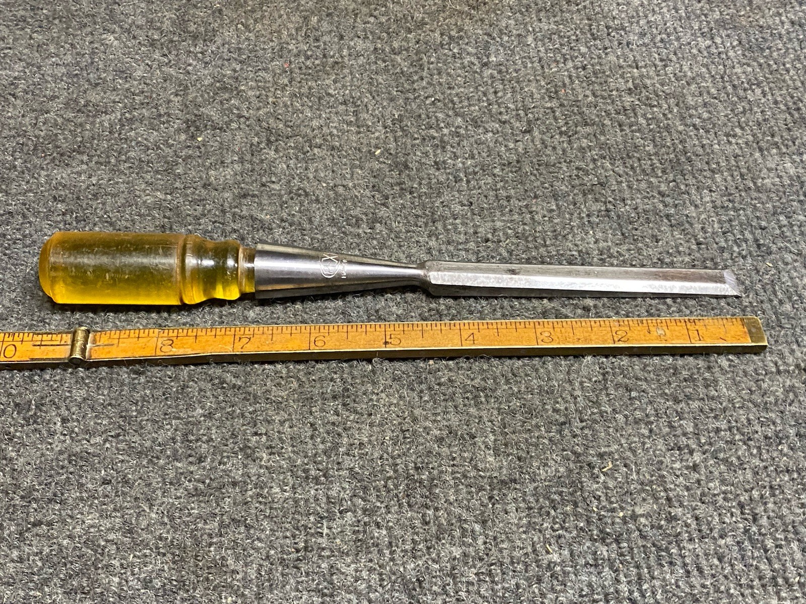 Vintage Pexto 1/2” Chisel With Hard Yellow Plastic Handle