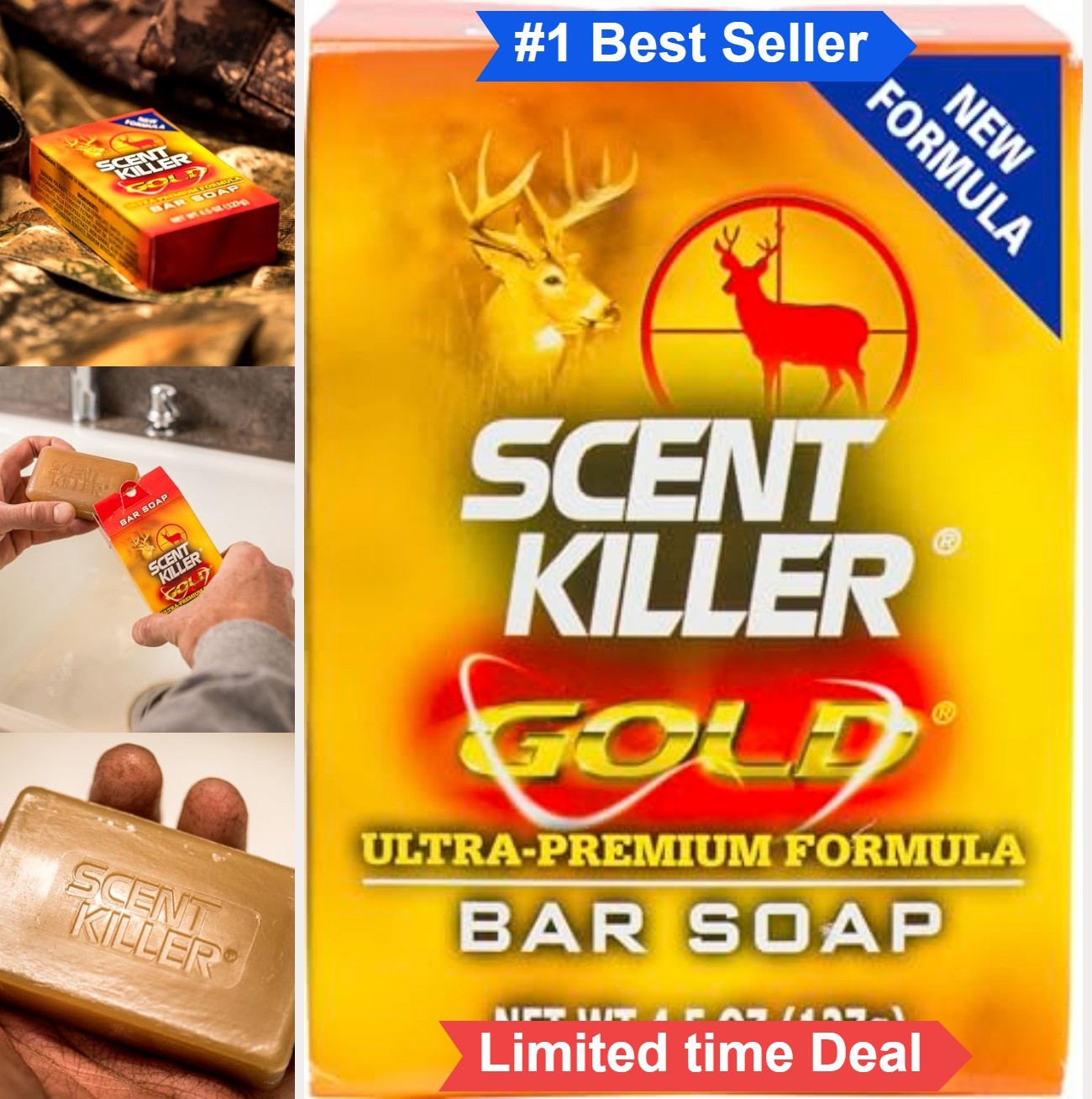Hunting Scent Eliminator Bar Soap Unscented Deep Cleaning Odor Fighting 4.5 Oz