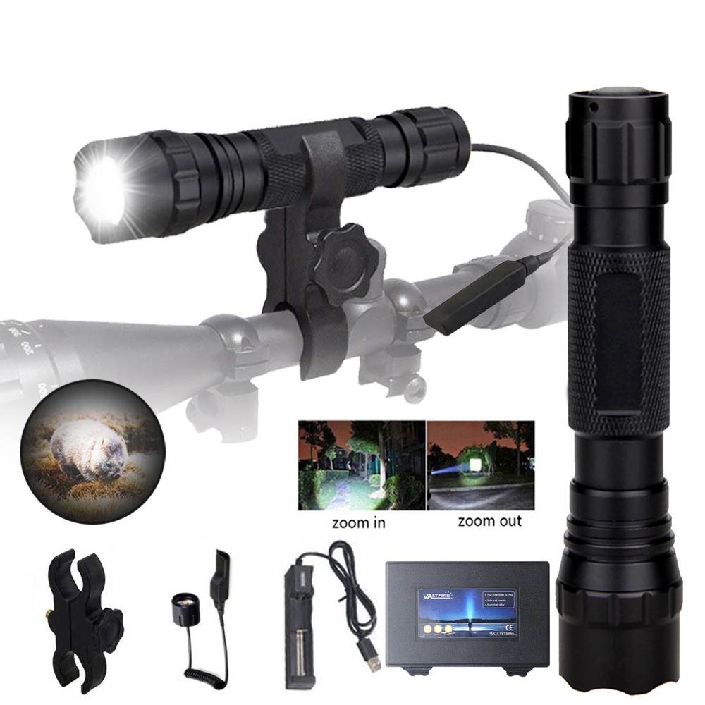 Strong Mounted Light 8000Yard LED Flashlight Torch Rechargeable with Scope Mount