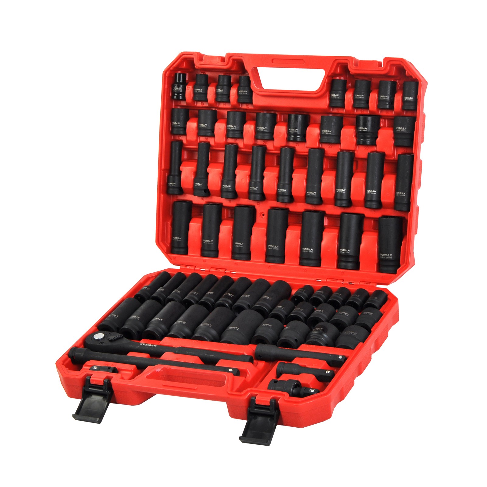 1/2in Drive Impact Socket Set SAE Metric 6 Point Shallow & Deep Socket Set 66PC