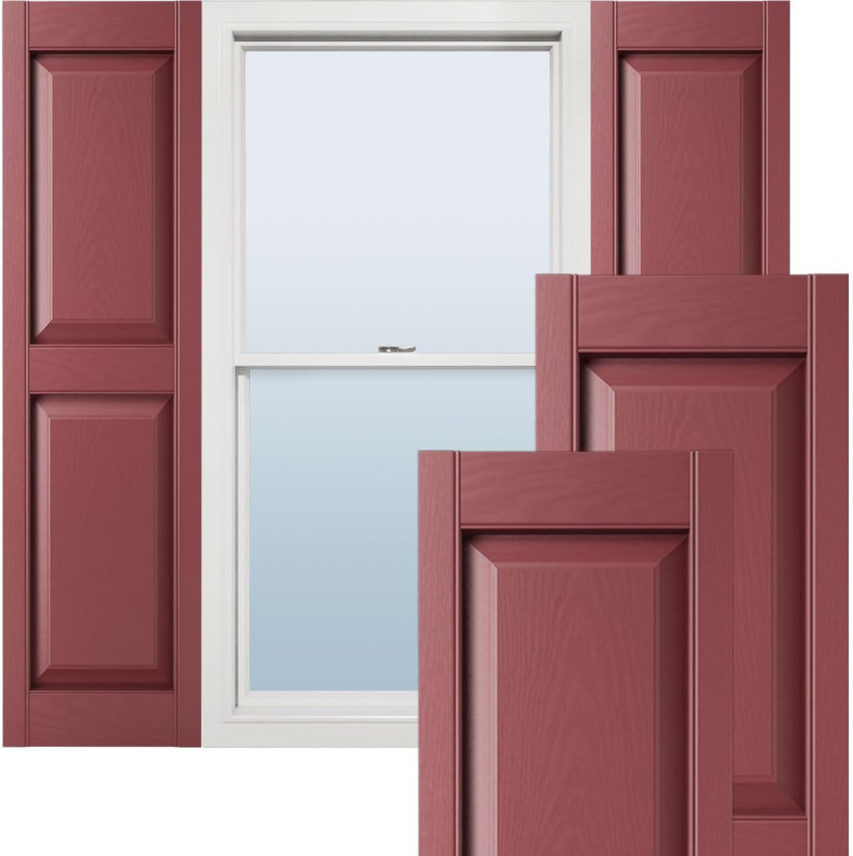 Custom Raised Panel Shutters - Wineberry, 14.5"W x 28"H, Pair