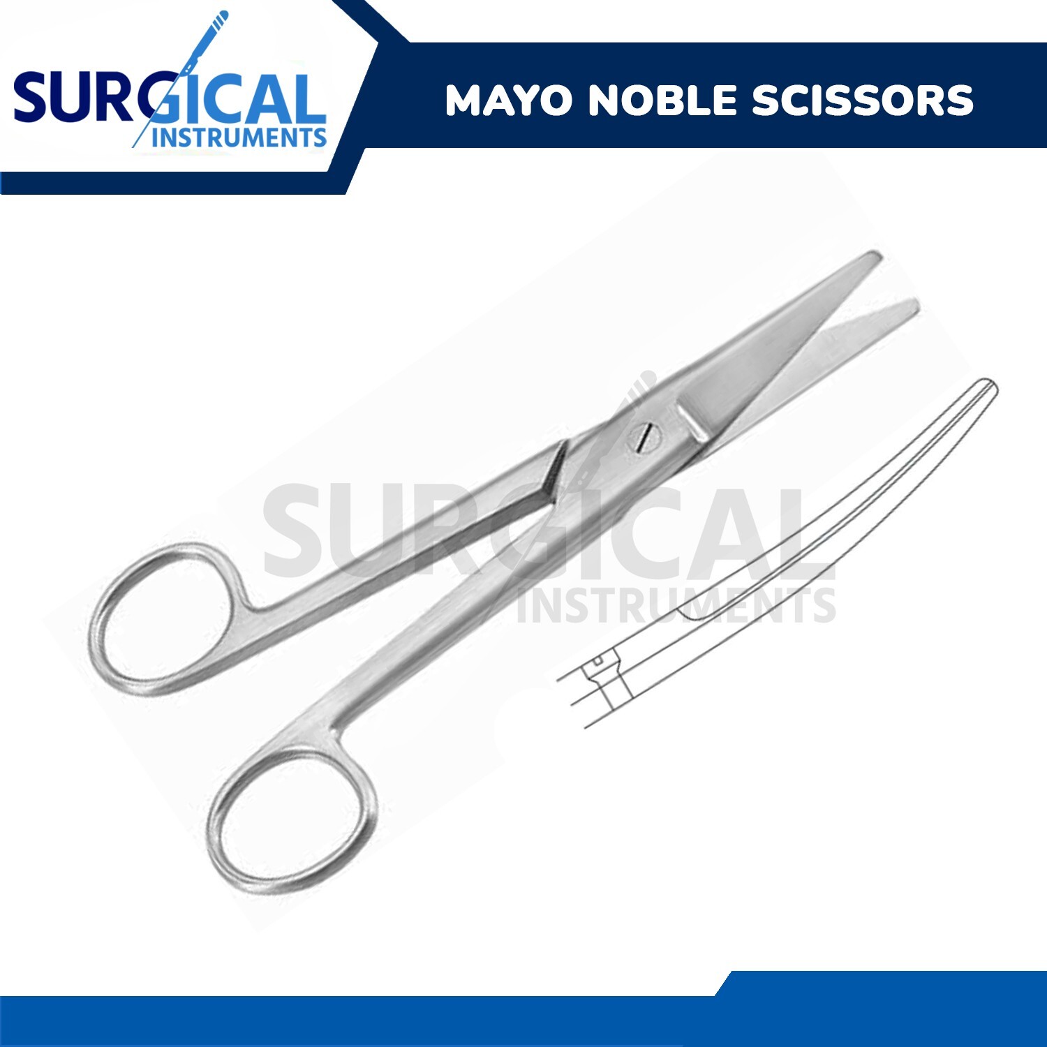 Mayo Noble Scissors 6.50" Surgical Veterinary Instruments Curved German Grade