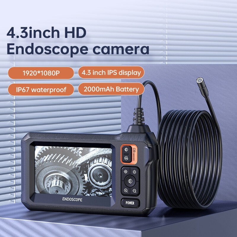 HD Industrial Endoscope Borescope 1080P LCD 4.3inch 8mm Inspection Snake Camera
